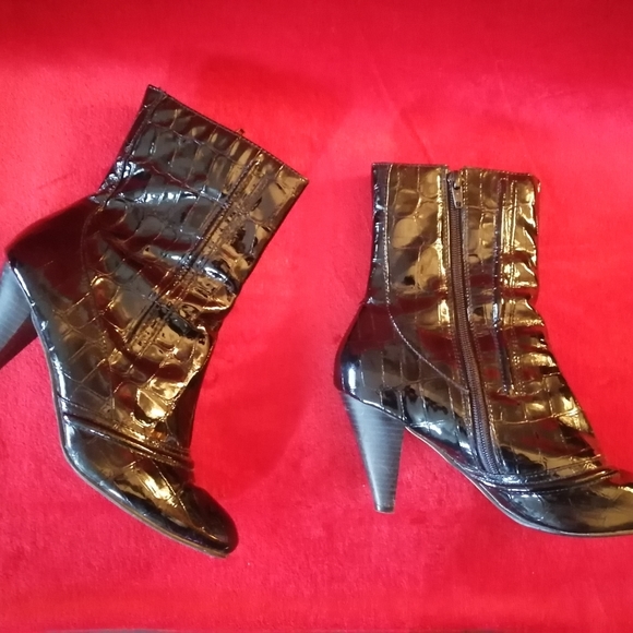 Patent Leather Alligator Ankle Boots - Picture 1 of 9